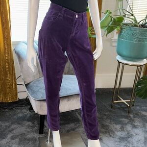 Urban Outfitters Purple Velvet Cropped High-Rise Pants